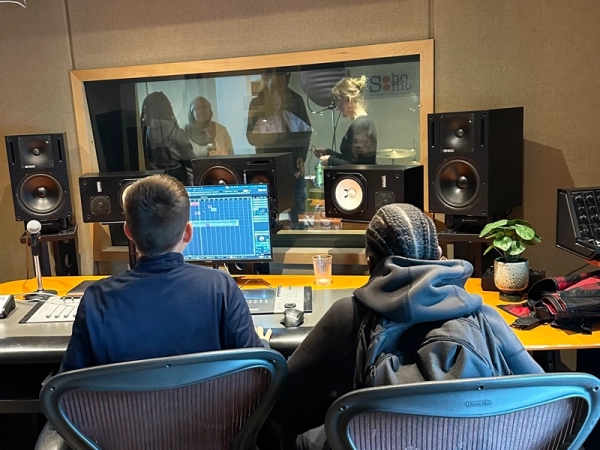 Students at Soho Sonic Studios in London, in September 2024