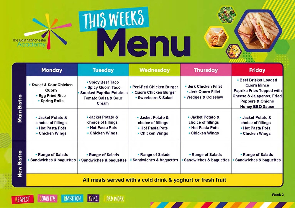 Week 2 sample menu