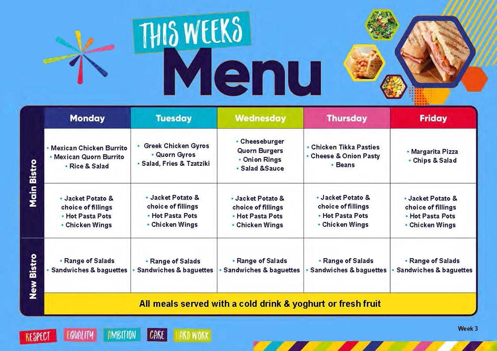 Week 3 sample menu
